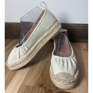 JF Tessa Espadrille Flat Cream Ruched Toe Slip On Shoes Size 7 Just Fab